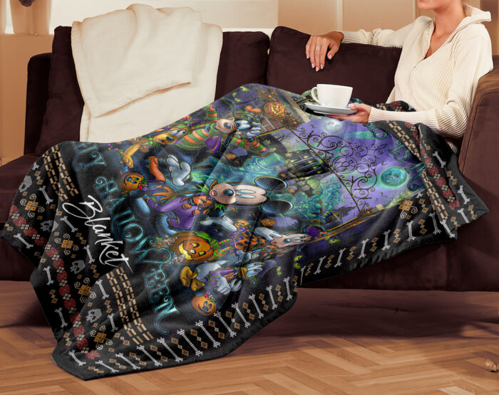 Personalized Name Disney Mickey Halloween Blanket, Custom Name Mickey Blanket - Image 4