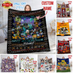 Personalized Name Disney Mickey Halloween Blanket, Custom Name Mickey Blanket