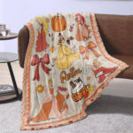 Personalized Name Disney Princess Halloween Blanket, Custom Name Coquette Fall Blanket - Image 3