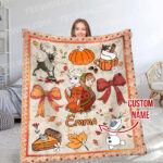 Personalized Name Disney Frozen Halloween Blanket, Custom Name Elsa Princess Coquette Fall Blanket