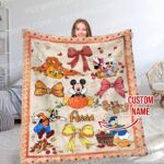 Personalized Name Disney Mickey And Friends Halloween Blanket, Custom Name Mickey Coquette Fall Blanket