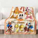 Personalized Name Disney Mickey And Friends Halloween Blanket, Custom Name Mickey Coquette Fall Blanket - Image 3