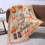 Personalized Name Disney Tinker Bell Halloween Blanket, Custom Name Tinker Bell Coquette Fall Blanket - Image 4