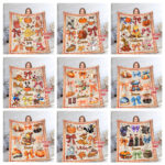 Personalized Name Disney Halloween Blanket, Custom Name Coquette Fall Blanket