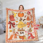 Personalized Name Disney Halloween Blanket, Custom Name Coquette Fall Blanket - Image 2