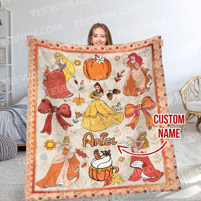 Personalized Name Disney Halloween Blanket, Custom Name Coquette Fall Blanket - Image 2
