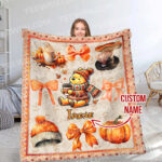 Personalized Name Disney Halloween Blanket, Custom Name Coquette Fall Blanket - Image 8