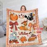 Personalized Name Disney Halloween Blanket, Custom Name Coquette Fall Blanket - Image 9