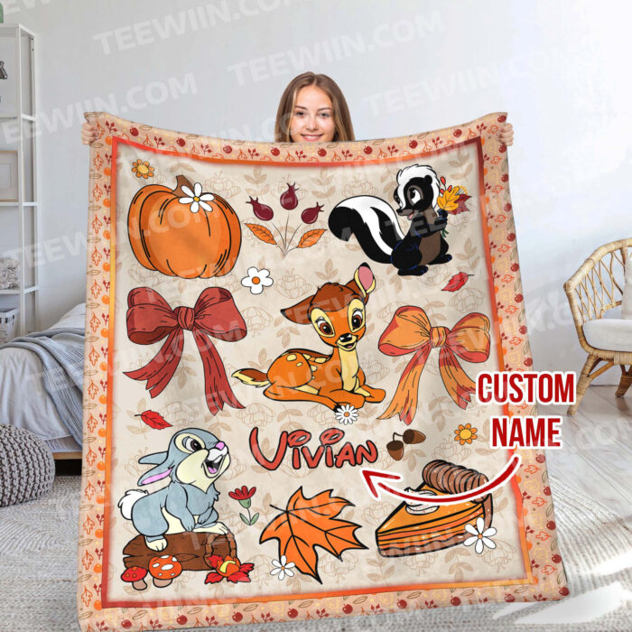 Personalized Name Disney Halloween Blanket, Custom Name Coquette Fall Blanket - Image 9
