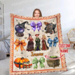 Personalized Name Disney Halloween Blanket, Custom Name Coquette Fall Blanket - Image 10