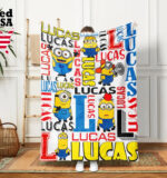 Personalized Minions Cartoon Blanket, Adults blanket, Birthday Gifts, Custom Name Blanket