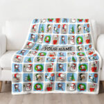 Personalized Snoopy Christmas Blanket, The Peanuts Custom Name Snoopy Blanket, Baby Shower Blanket - Image 4