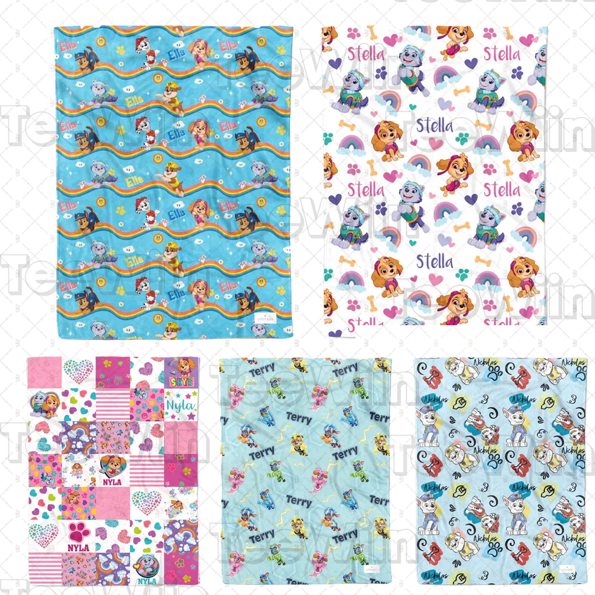 1724472289881.jpg Personalized Paw Patrol Blanket, Paw Patrol Custom Name Blanket, Baby Shower Blanket - Image 1
