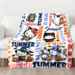 Custom Name Hello Kitty Halloween Blanket, Hello Kitty Halloween Blanket, Halloween Watching Fleece Blanket - Image 2