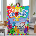 Personalized Numberblocks Blanket, Custom Kids Name Blanket, Characters Group Blanket, Numberblocks Sofa Blanket, Kids TV Show - Image 3