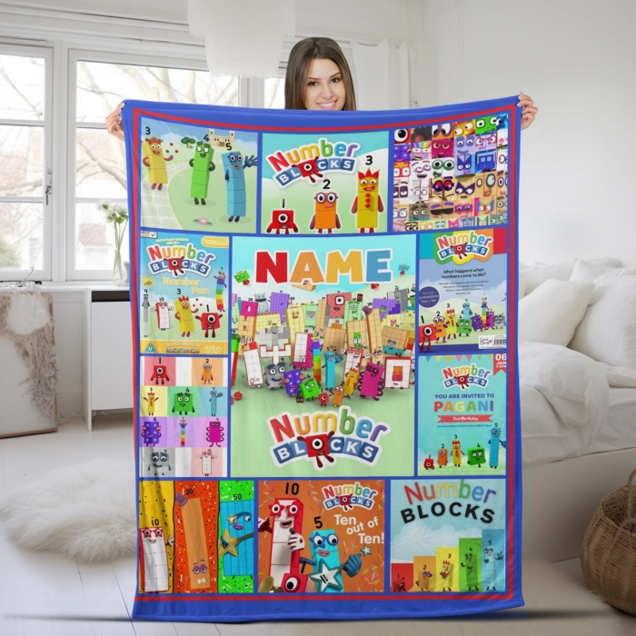 Personalized Numberblocks Blanket, Custom Kids Name Blanket, Characters Group Blanket, Numberblocks Sofa Blanket, Kids TV Show - Image 4