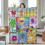 Personalized Numberblocks Blanket, Custom Kids Name Blanket, Characters Group Blanket, Numberblocks Sofa Blanket, Kids TV Show - Image 5
