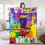 Personalized Numberblocks Blanket, Custom Kids Name Blanket, Characters Group Blanket, Numberblocks Sofa Blanket, Kids TV Show - Image 2