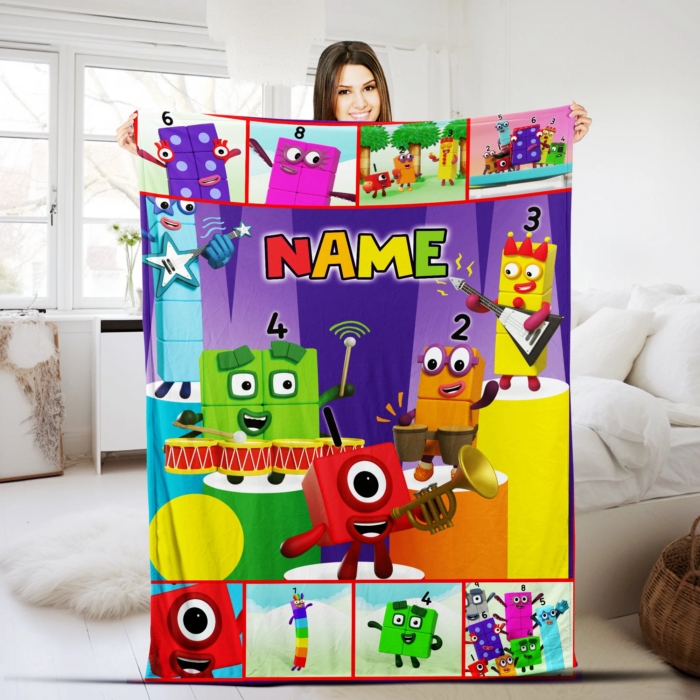 Personalized Numberblocks Blanket, Custom Kids Name Blanket, Characters Group Blanket, Numberblocks Sofa Blanket, Kids TV Show - Image 2