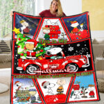 Personalized Snoopy Christmas Blanket, The Peanuts Custom Name Snoopy Blanket, Baby Shower Blanket
