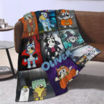 Bluey Halloween Blanket, Bluey And Friends Halloween Minky Blanket, Baby Blanket, Halloween Bluey Blanket Toddler, Blue Dog Cartoon - Image 3