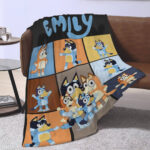 Bluey And Bingo Blanket, Bluey Theme Personalized Name Blanket, Bluey Family Custom Bluey Throw - Image 3