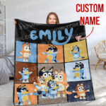 Bluey And Bingo Blanket, Bluey Theme Personalized Name Blanket, Bluey Family Custom Bluey Throw