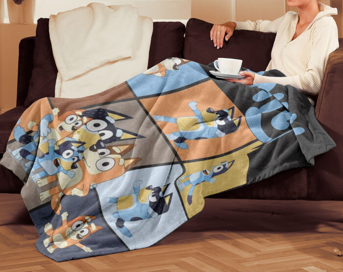 Bluey And Bingo Blanket, Bluey Theme Personalized Name Blanket, Bluey Family Custom Bluey Throw - Image 4