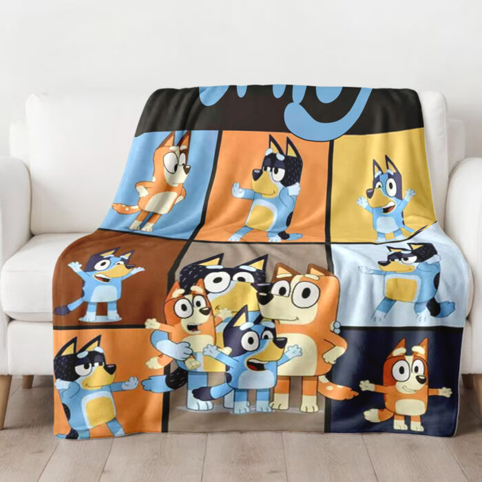 Bluey And Bingo Blanket, Bluey Theme Personalized Name Blanket, Bluey Family Custom Bluey Throw - Image 2
