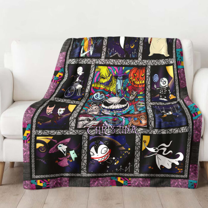 Personalized The Nightmare Before Christmas blanket, Custom Name Jack Skelington Blanket, Baby Shower Blanket - Image 2