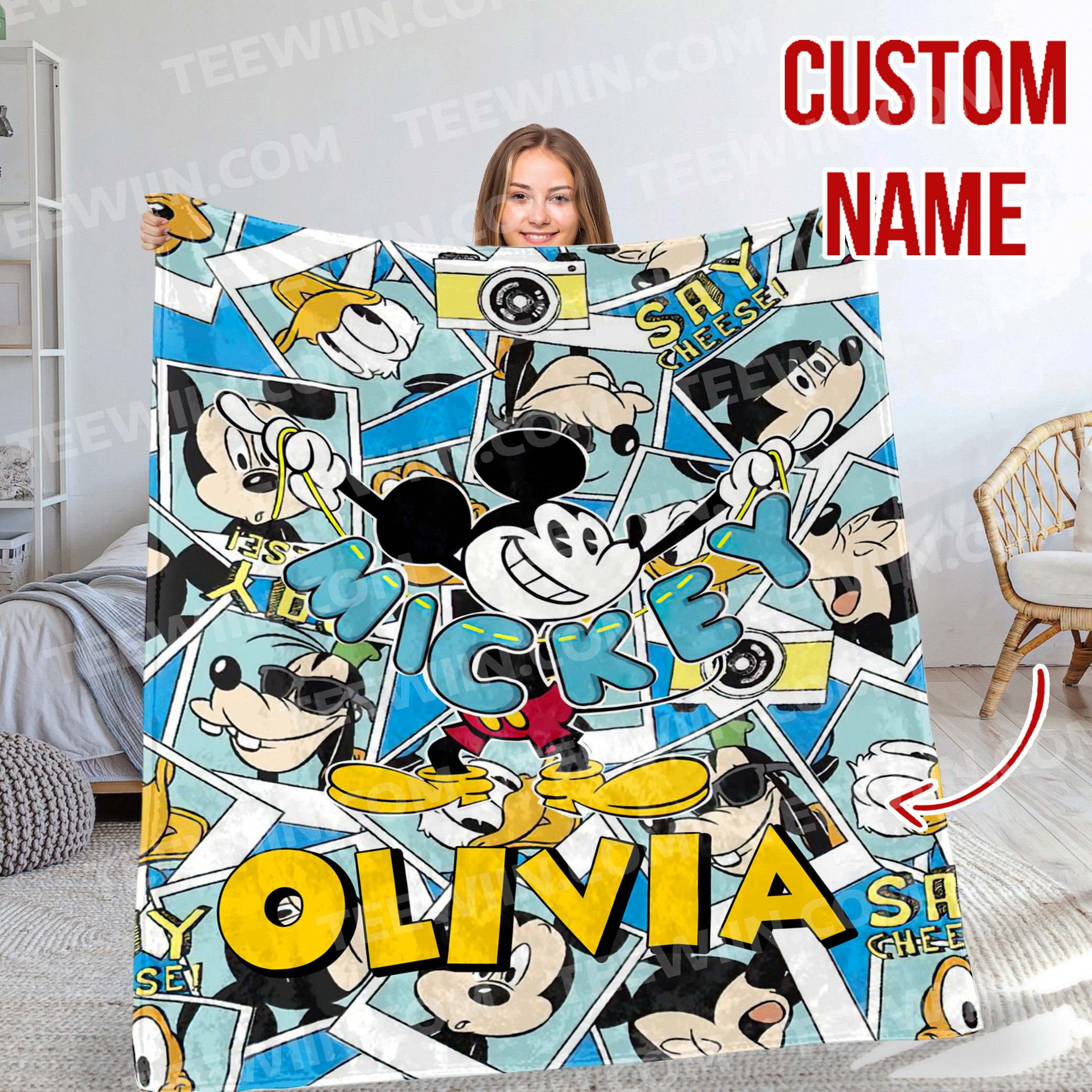 1724813932440.jpg Personalized Mickey Mouse Blanket, Disney Blanket, Custom Blanket, Birthday Gifts, Custom Name Blanket - Image 1
