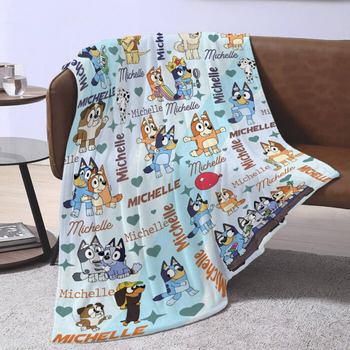 Bluey Blanket Toddler, Bluey Personalized Blanket, Bluey Baby Blanket, Custom Baby Blanket, Child Personalized Blanket, Baby Blanket - Image 4