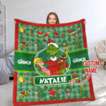 Personalized Grinch Blanket, Christmas Blanket Toddlers, Name Blanket, Baby Blanket