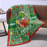 Personalized Grinch Blanket, Christmas Blanket Toddlers, Name Blanket, Baby Blanket - Image 3