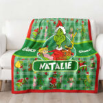 Personalized Grinch Blanket, Christmas Blanket Toddlers, Name Blanket, Baby Blanket - Image 2