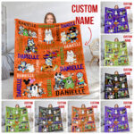 Personalized Bluey Blanket, Bluey Fabric Dog, Bluey and Bingo Halloween Blanket, Bluey Birthday Blanket, Bluey Family Blanket