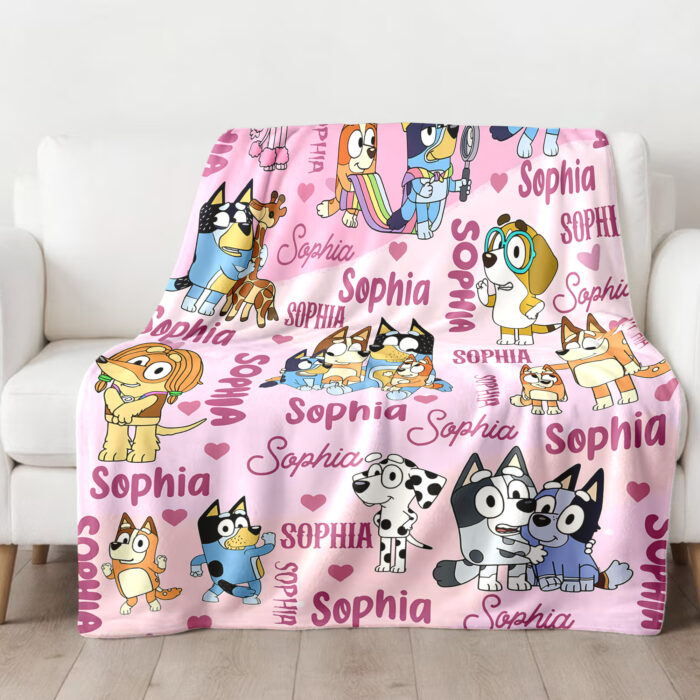 Bluey Blanket Toddler, Bluey Personalized Blanket, Bluey Baby Blanket, Custom Baby Blanket, Child Personalized Blanket, Baby Blanket - Image 2