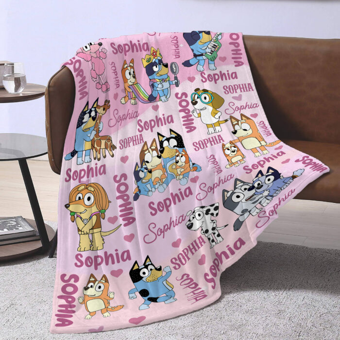 Bluey Blanket Toddler, Bluey Personalized Blanket, Bluey Baby Blanket, Custom Baby Blanket, Child Personalized Blanket, Baby Blanket - Image 4