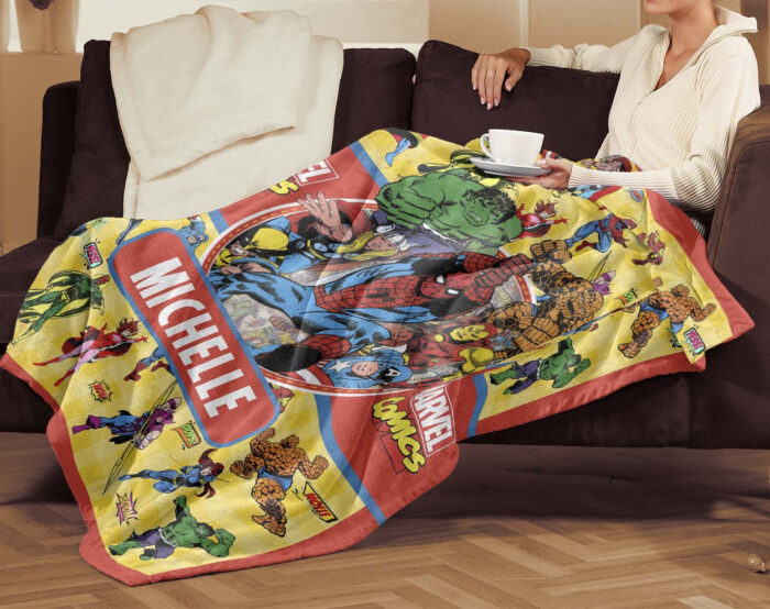 Personalized Marvel Comics Blanket, Custom name Superhero Blanket, Baby Blanket - Image 4