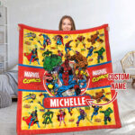 Personalized Marvel Comics Blanket, Custom name Superhero Blanket, Baby Blanket