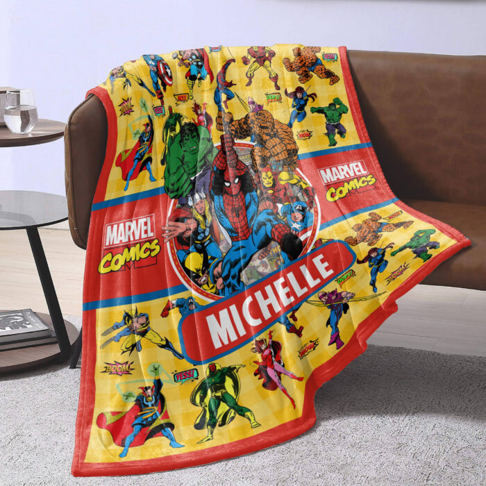 Personalized Marvel Comics Blanket, Custom name Superhero Blanket, Baby Blanket - Image 3
