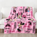 Personalized Watercolor Disney Minnie Mouse Blanket, Custom Name Minnie Birthday Girl Blanket - Image 2