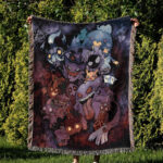 Anime Hand Woven Blanket | Ghost Pokemon Tapestry Throw | Gengar Gift