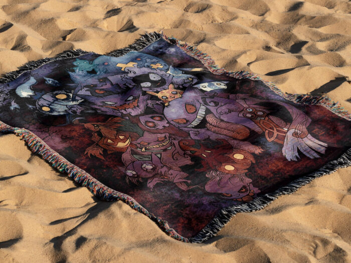 Anime Hand Woven Blanket | Ghost Pokemon Tapestry Throw | Gengar Gift - Image 4