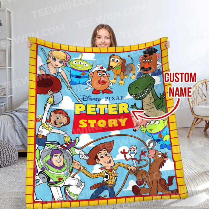 Personalized Disneyland Toy Story Blanket, Custom Name Disneyland Blanket, Toy Story Characters , Toy Story Birthday, To Infinity & Beyond - Image 2