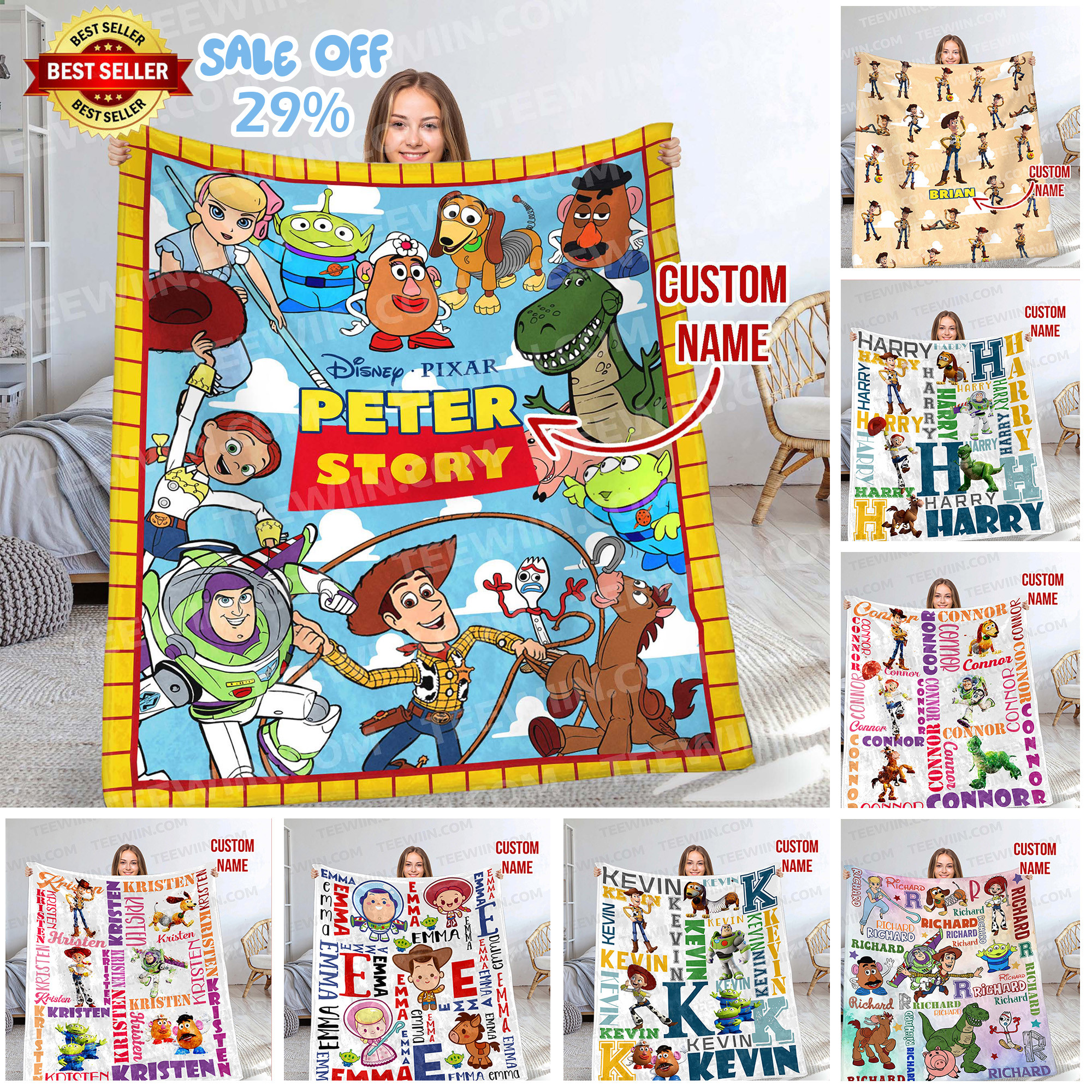 1726021563206.jpg Personalized Disneyland Toy Story Blanket, Custom Name Disneyland Blanket, Toy Story Characters , Toy Story Birthday, To Infinity & Beyond - Image 1