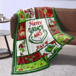 Personalized Merry Grinchmas Blanket, Custom Name The Grinch Christmas Gift Blanket - Image 2
