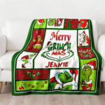 Personalized Merry Grinchmas Blanket, Custom Name The Grinch Christmas Gift Blanket - Image 3