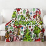 Personalized Merry Grinchmas 2024 Blanket, Custom Name The Grinch Christmas Gift Blanket - Image 2