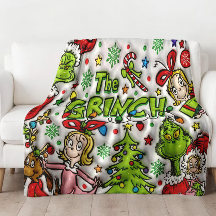 Personalized Merry Grinchmas 2024 Blanket, Custom Name The Grinch Christmas Gift Blanket - Image 2
